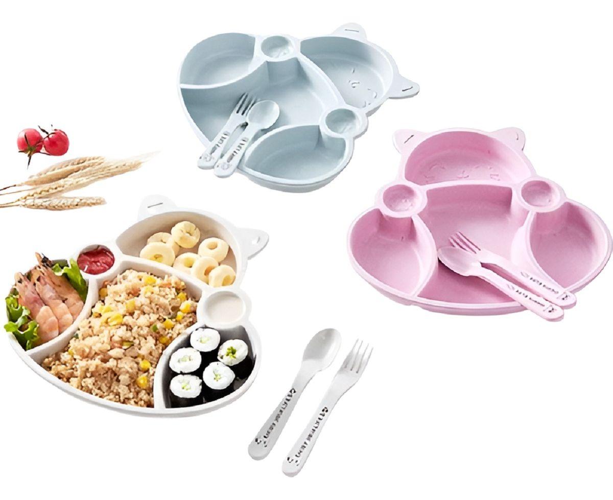 Set 3 Platos Silicona Forma Gato Entrenamiento Niños Lau-0