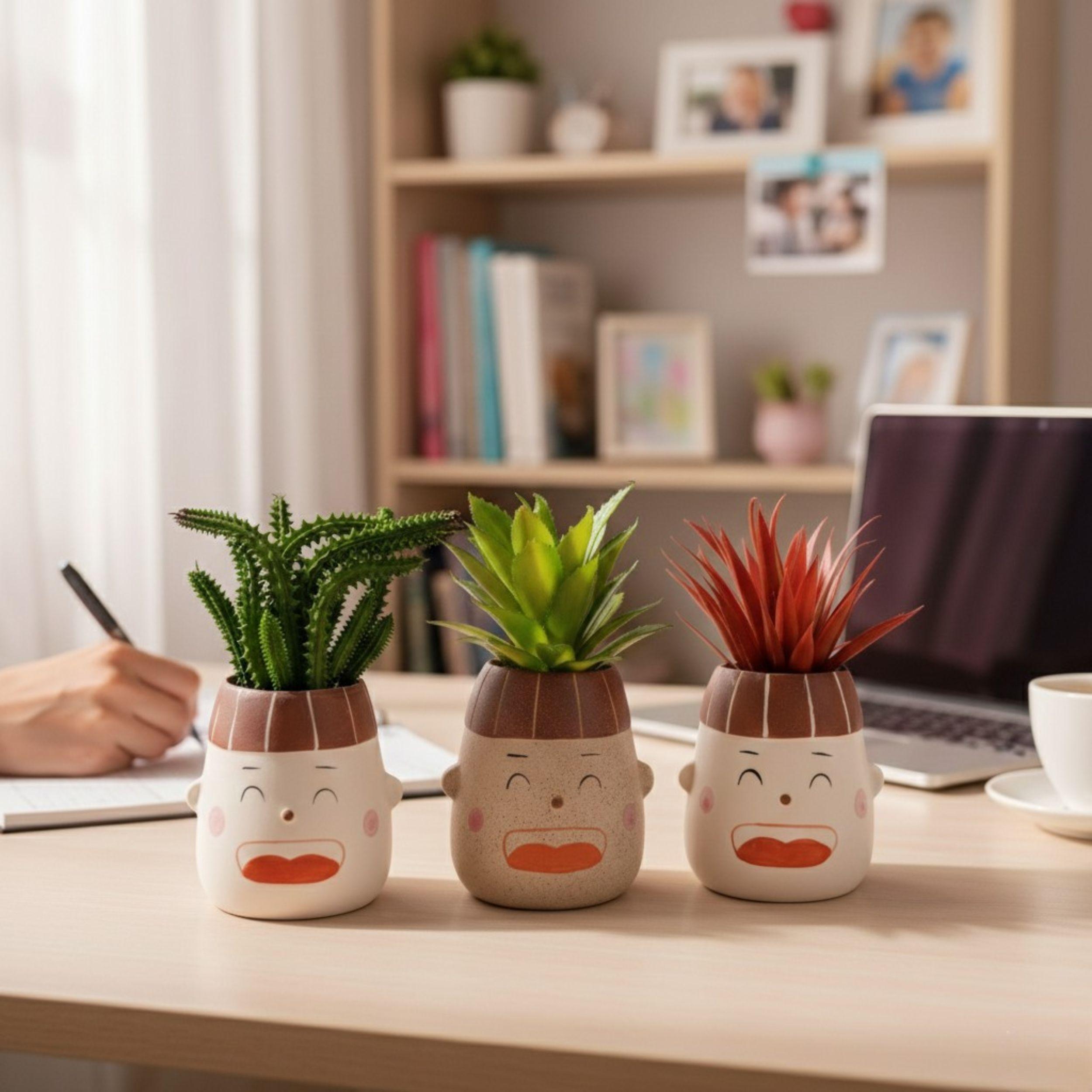 Maceta Decorativa Caritas Planta Artificial Moderna ALJ-2