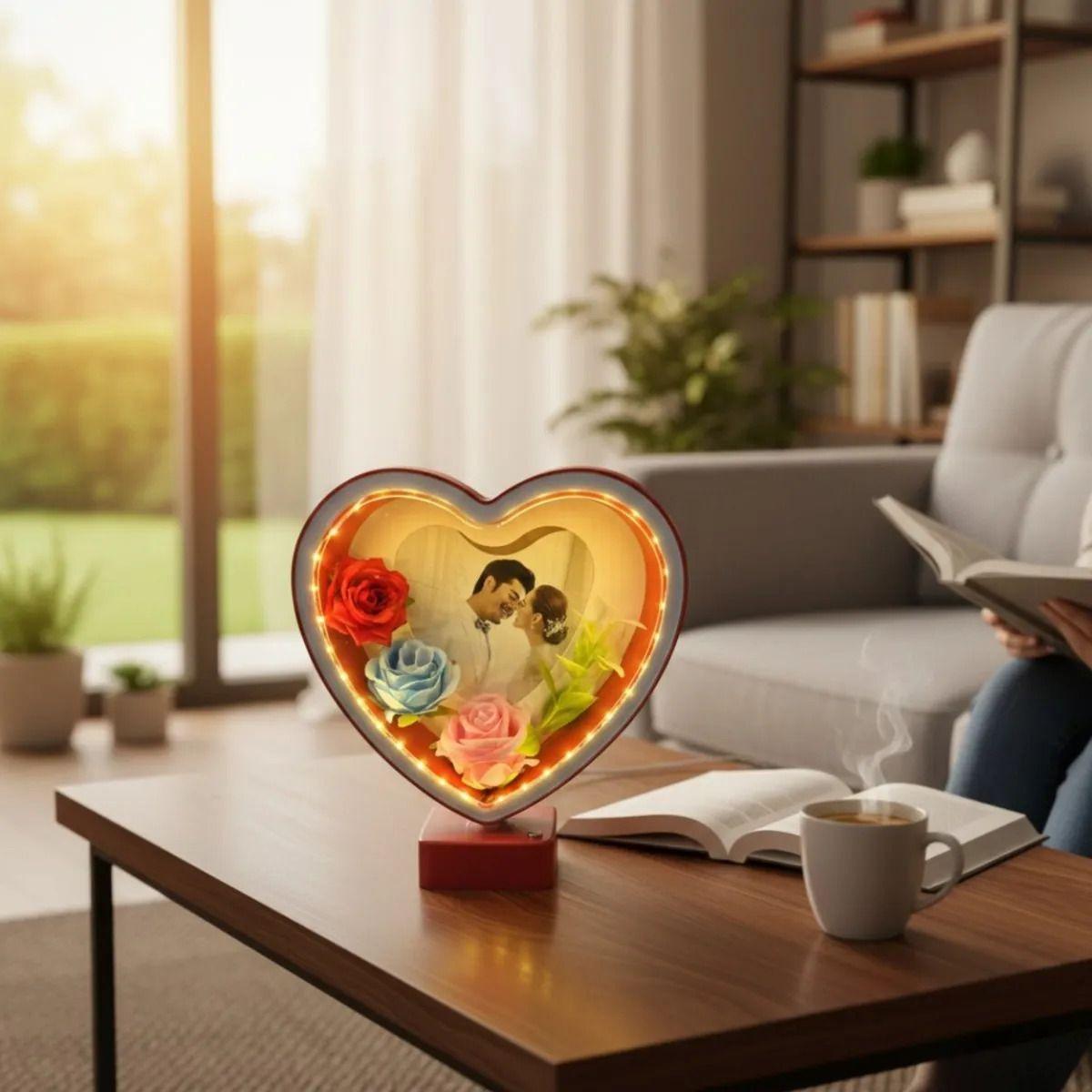 Portarretrato Decorativo Corazón Marco Foto LED 3D Jhn-3