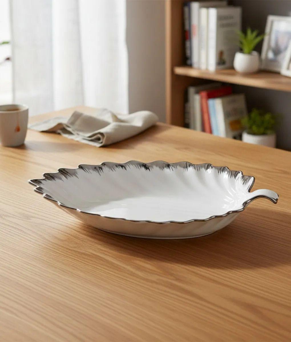 Bandeja Decorativa Servir Adorno Diseño Hoja Funcional Jhn-6