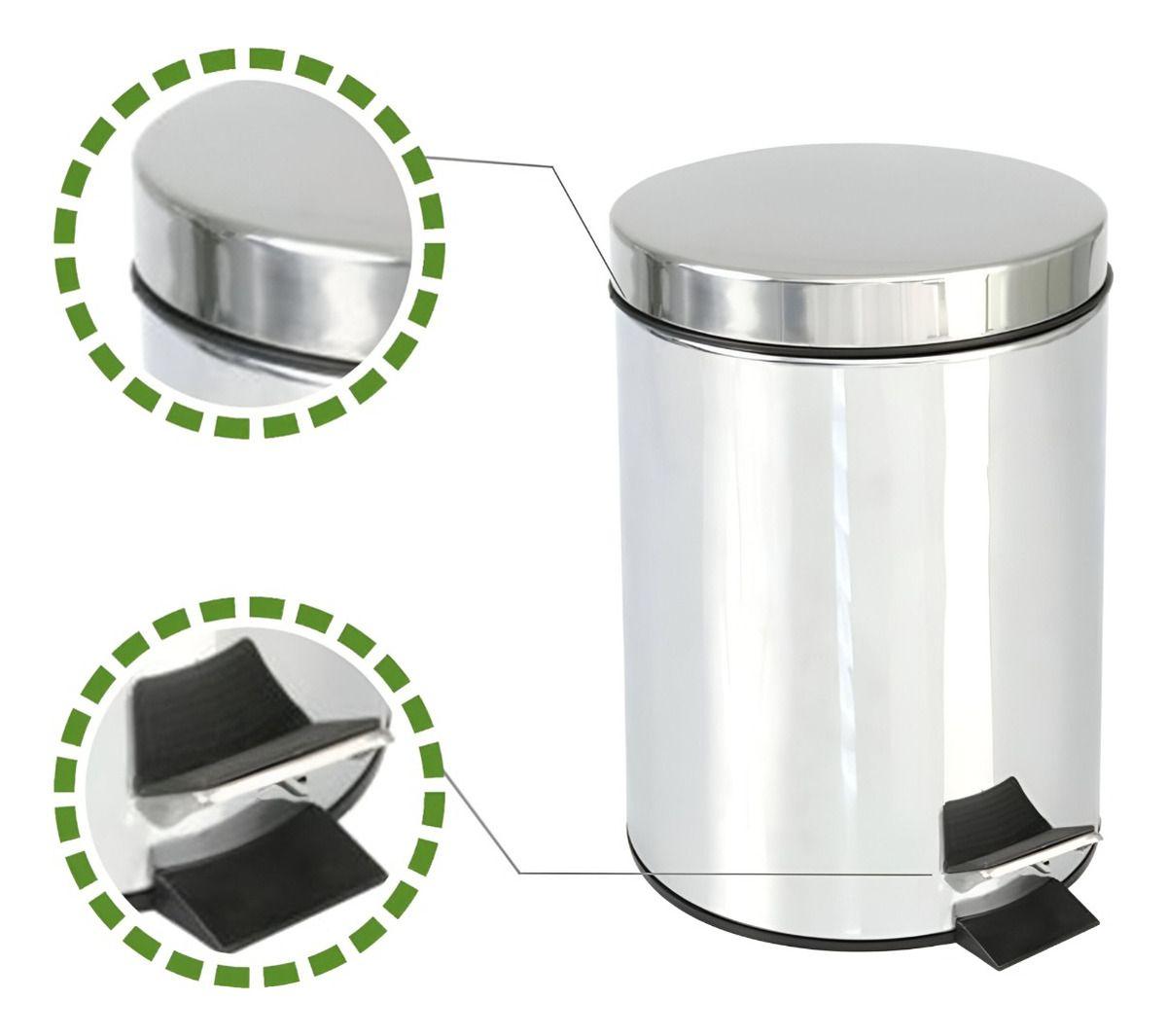 PAPELERO BASURERO Acero inoxidable Pedal Cubo interior Tapa-2