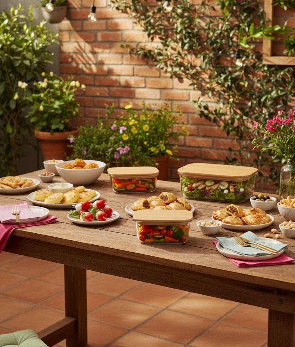 Juego 3 Bowl Almacenamiento Tapa Recipiente Organizador Jhn-8