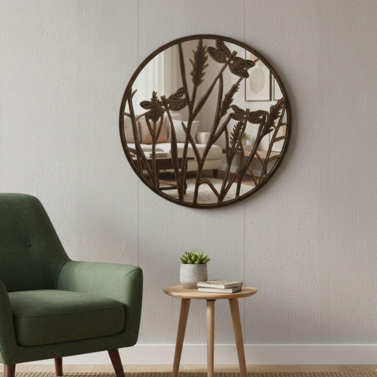 Espejo Pared Decorativo Armonía Natural Relieve Libélula Jhn-5