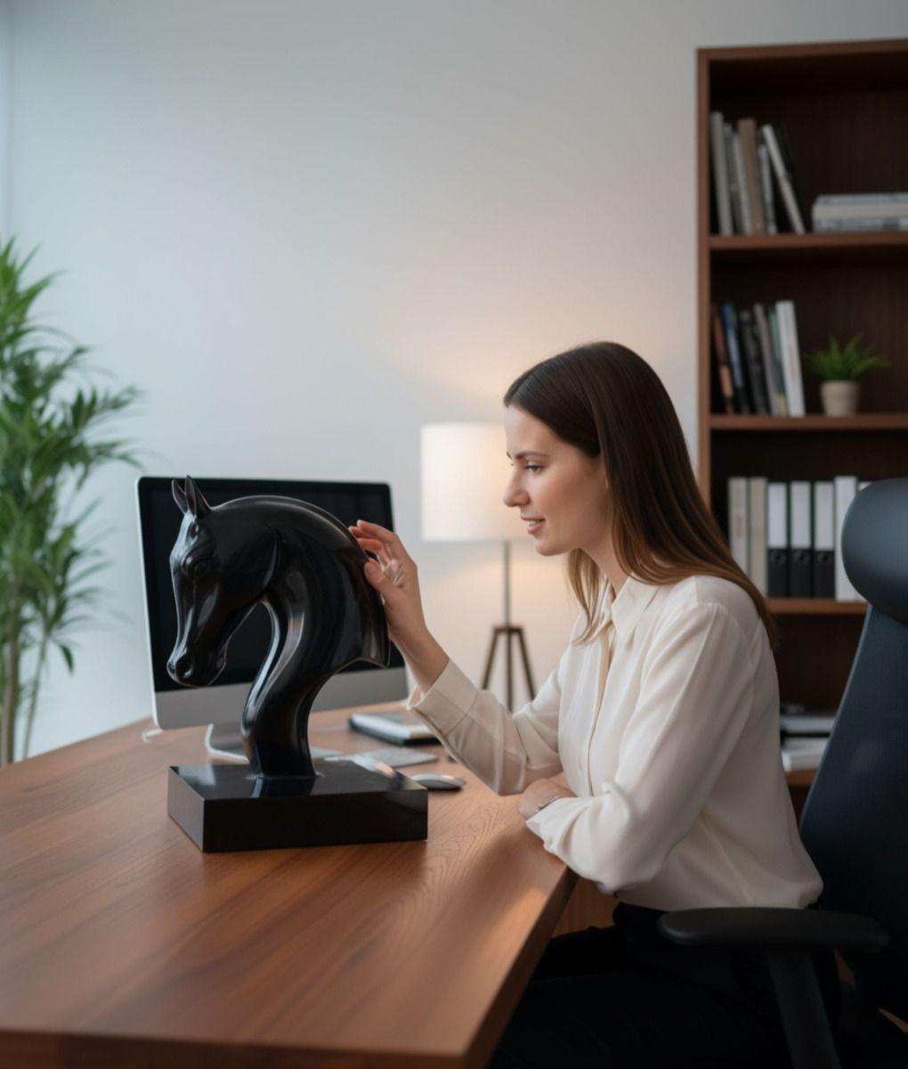 Figura Decorativa Estatua Cabeza Caballo Adorno Jhn-5