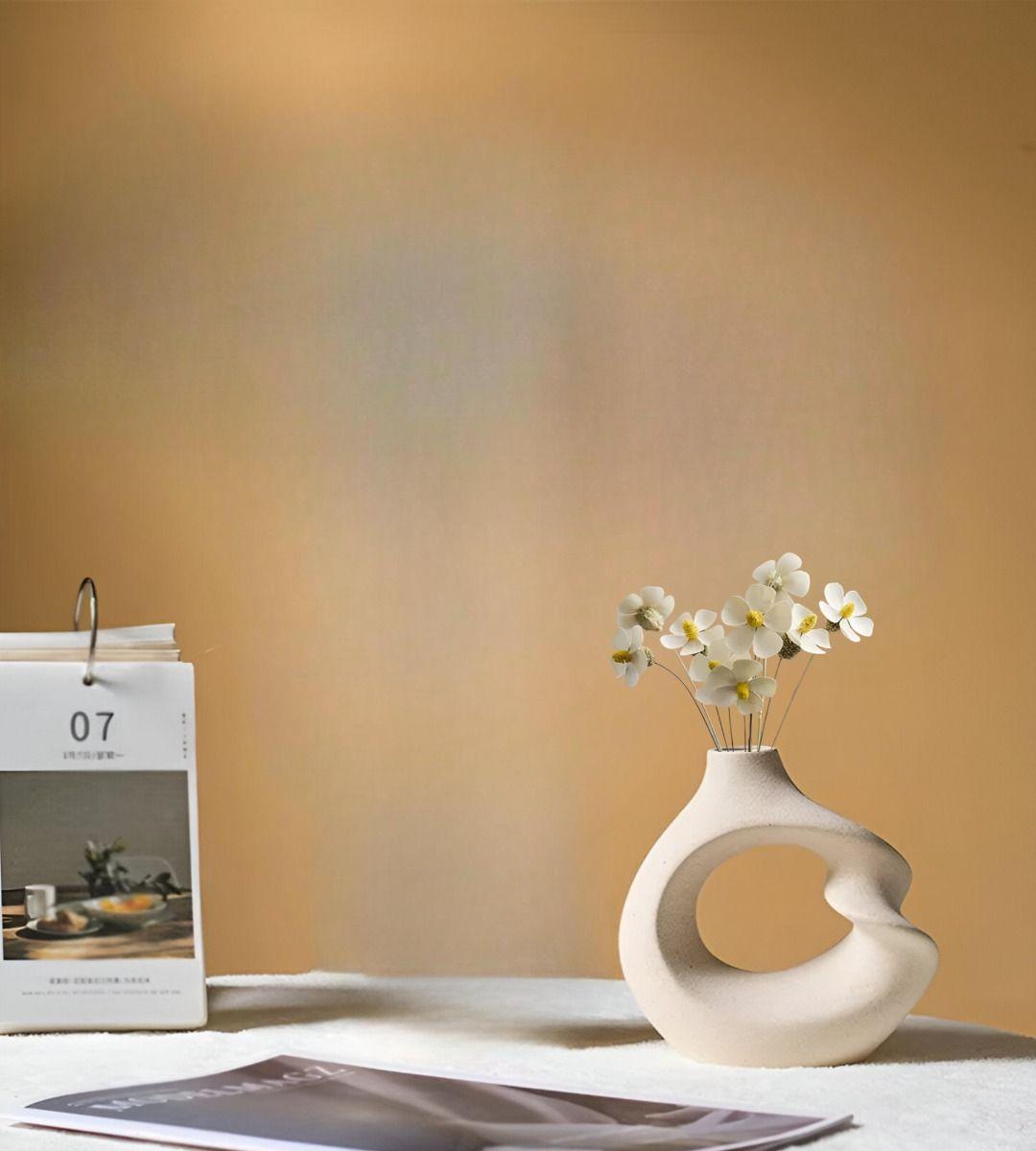 Jarrón Flores Cerámica Decoración Moderno Pequeño Blanco Jhn-6