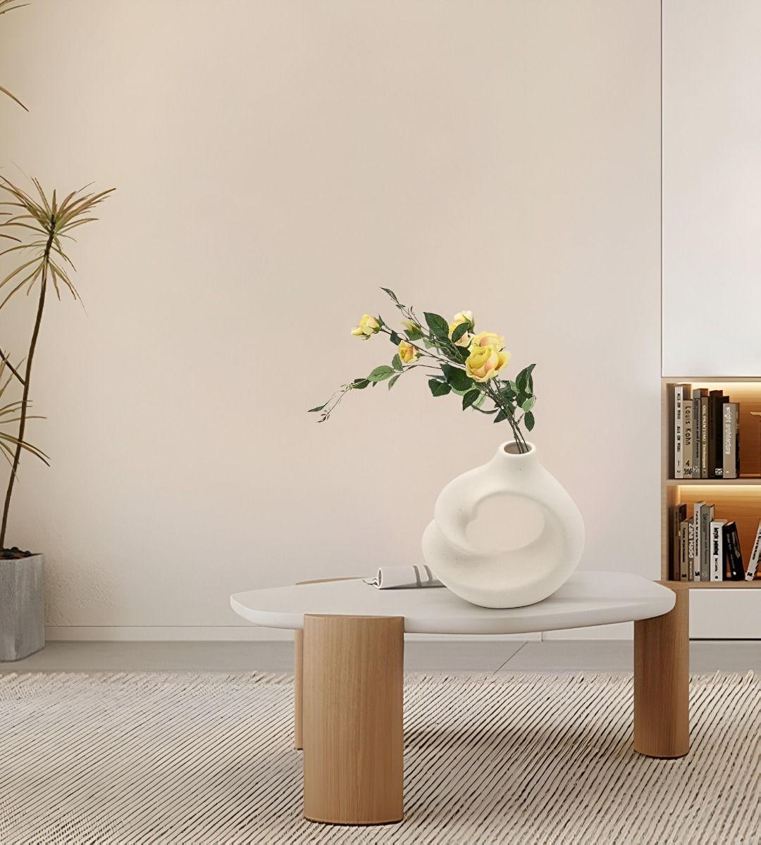 Jarrón Flores Cerámica Decoración Moderno Pequeño Blanco Jhn-8