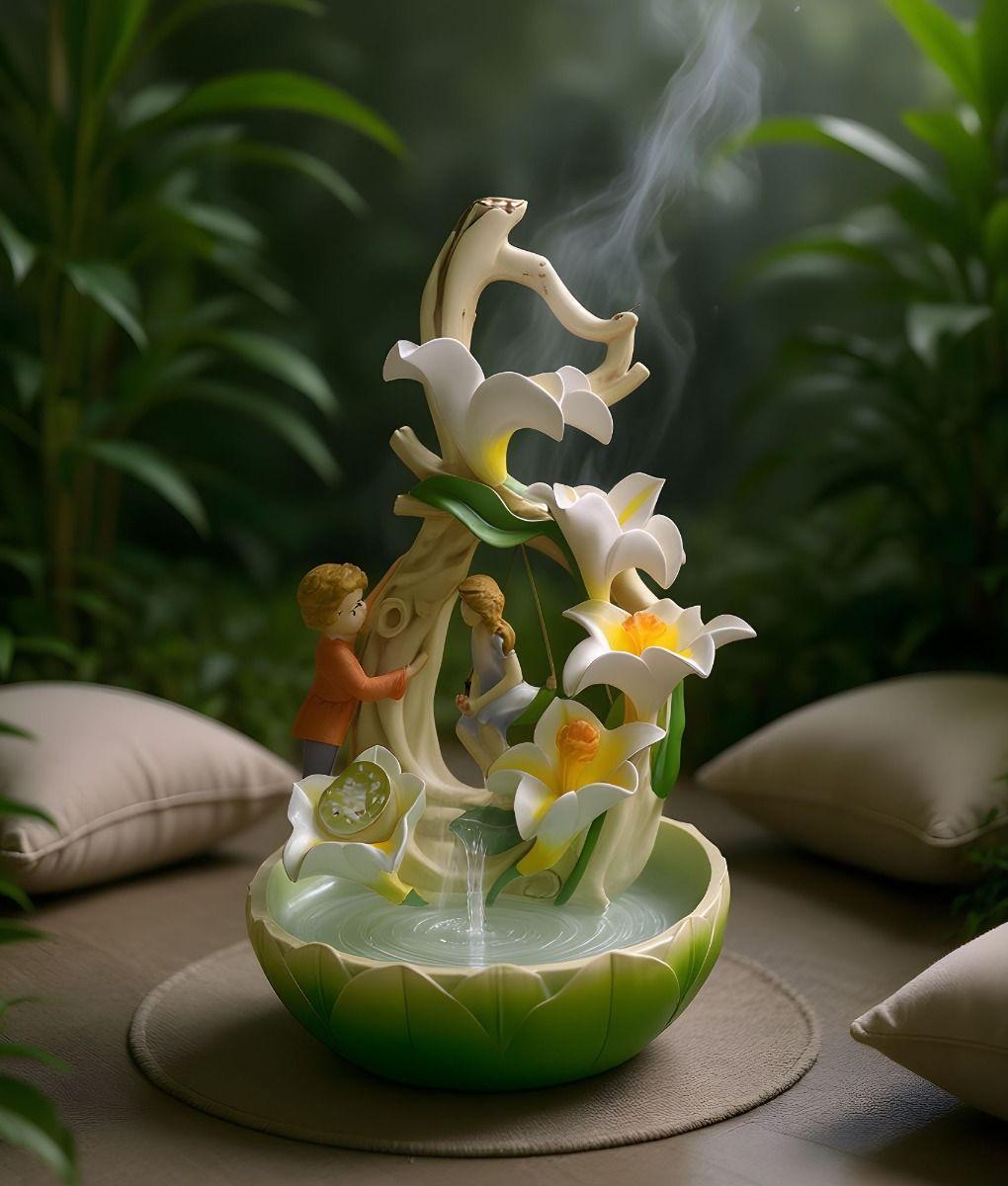 Fuente Agua Decorativa Sobremesa Flores Tulipanes Jhn-6