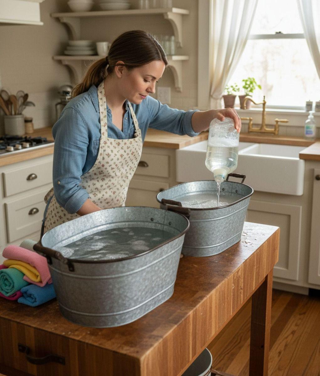 Set 2 Balde Multifuncional Bañera Asa Estilo Vintage Jhn-3