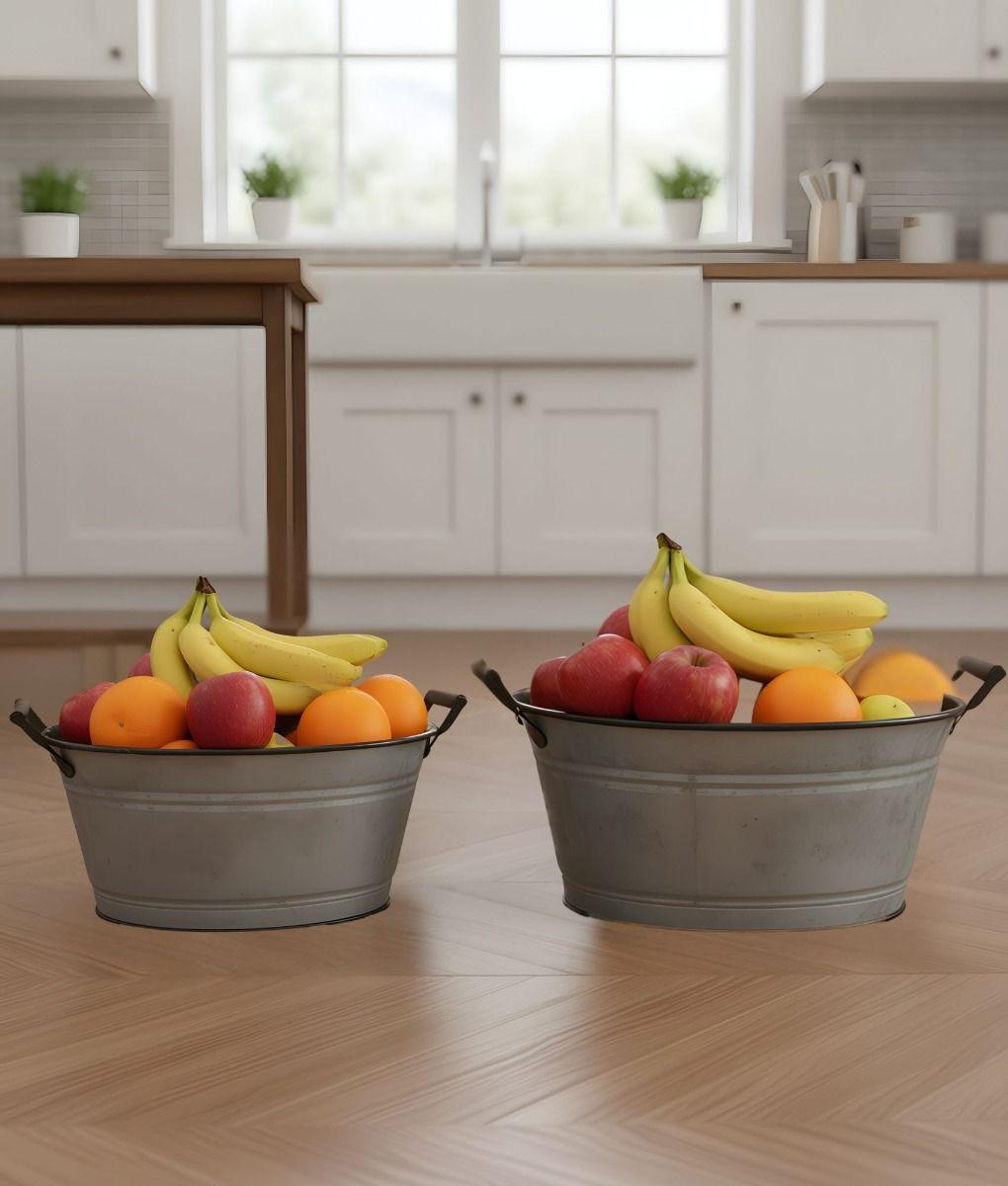 Set 2 Balde Multifuncional Bañera Asa Estilo Vintage Jhn-5