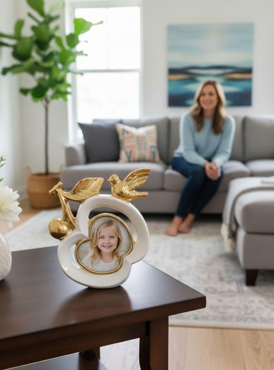 Figura Decorativa Adorno Diseño Pájaro Espejo Manzana Jhn-4