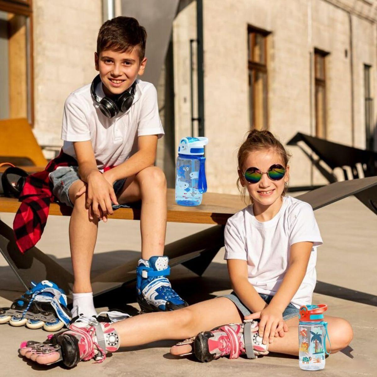 BOTELLA DE AGUA CON PAJITA DEPORTE INFANTIL NIÑOS LAU-7