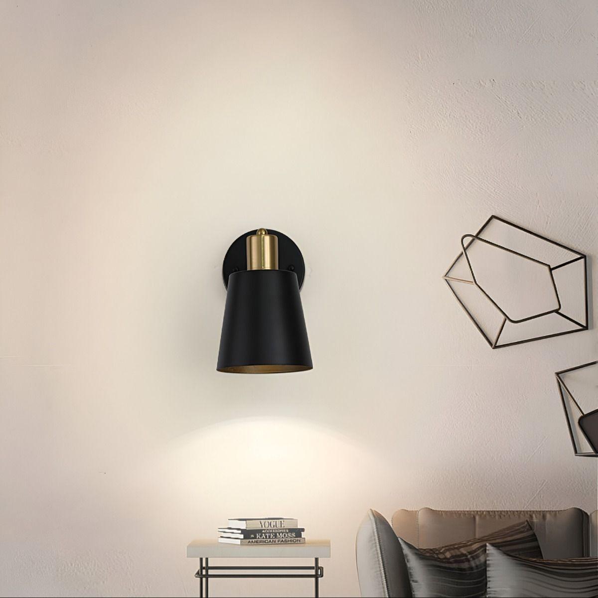 Lámpara Pared Industrial Vintage Metal Negro Dorado Jhn-5