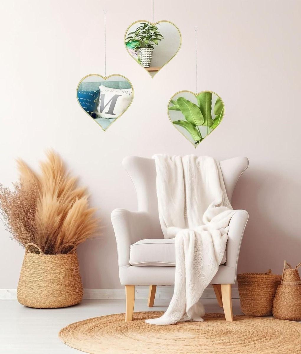 Set 3 Espejo Decorativo Corazones Colgante Pared Jhn-6