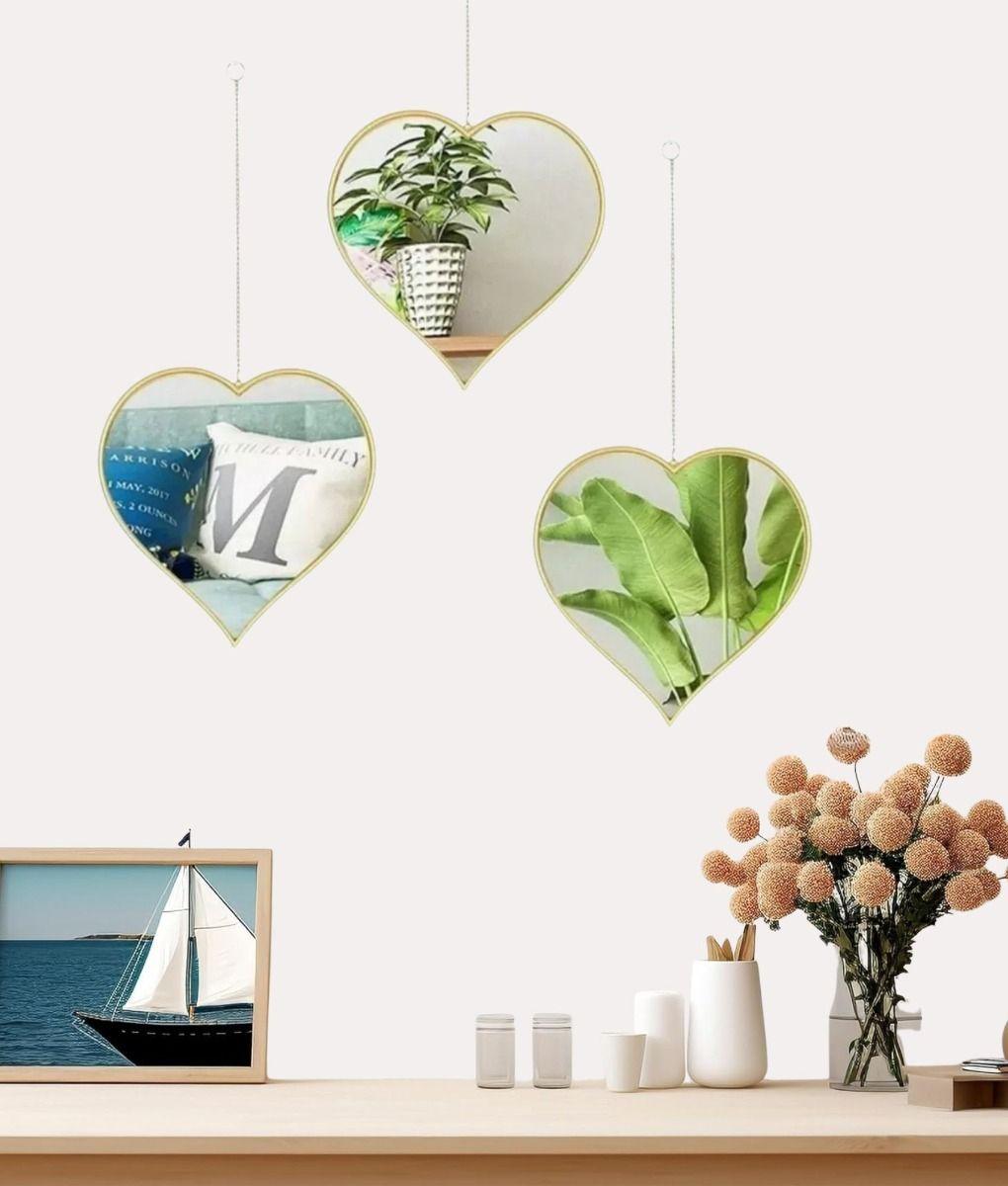 Set 3 Espejo Decorativo Corazones Colgante Pared Jhn-8