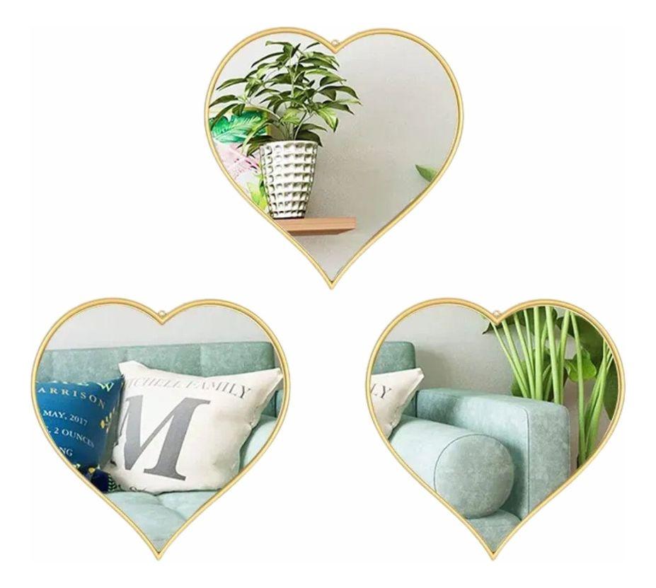 Set 3 Espejo Decorativo Corazones Colgante Pared Jhn-9