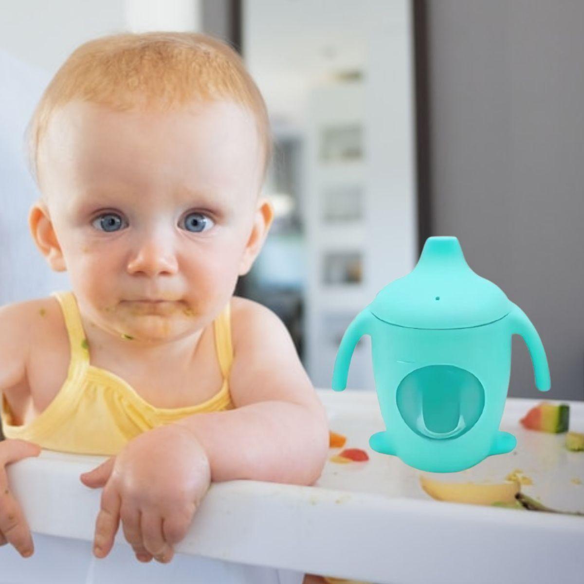 SET 2 VASOS ANTIDERRAME CON BOQUILLA ASA DIVERTIDO BEBE LAU-1