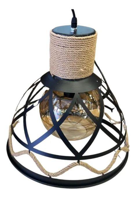 Lámpara Colgante Estilo Industrial Vintage Cuerda Cáñamo Jhn-1