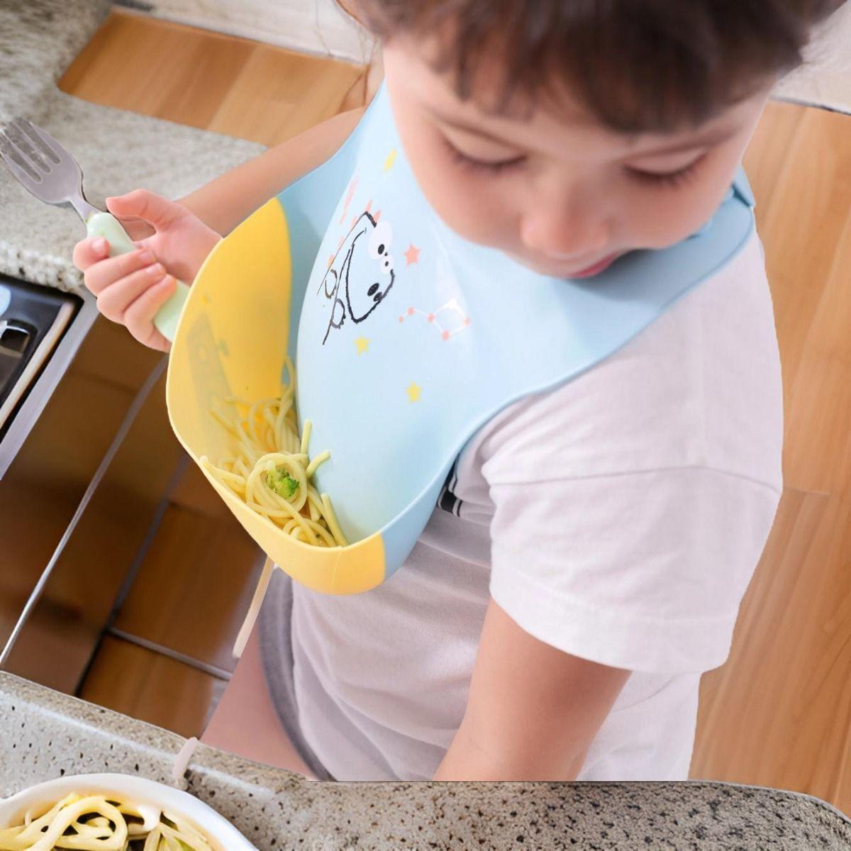 Set 3 Baberos Silicona Colores Recolector Residuos Bebes Lau-7