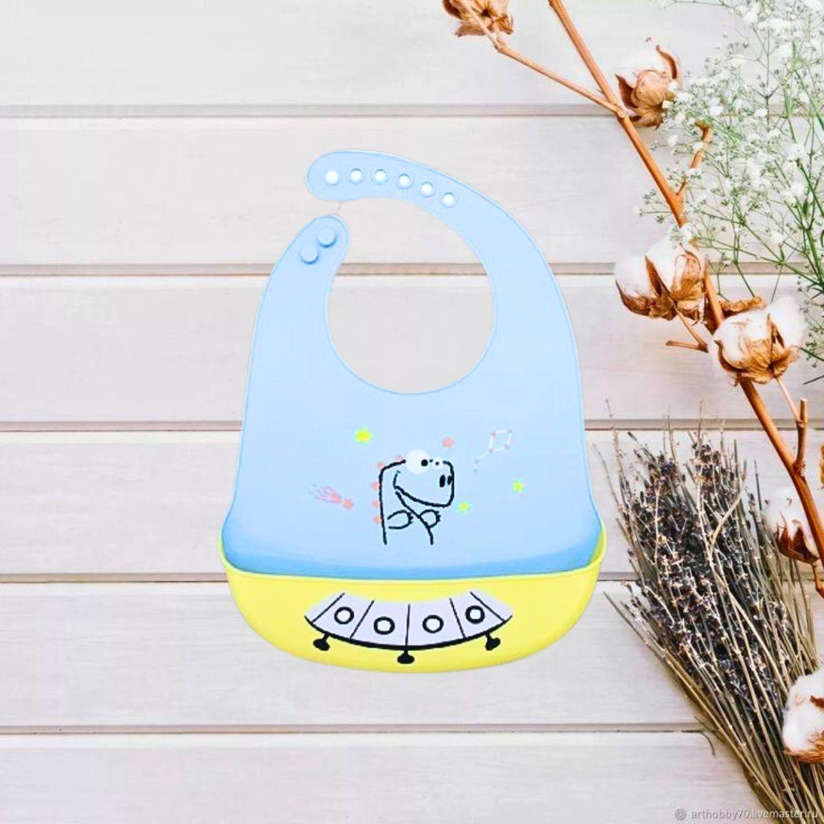 Set 3 Baberos Silicona Colores Recolector Residuos Bebes Lau-9