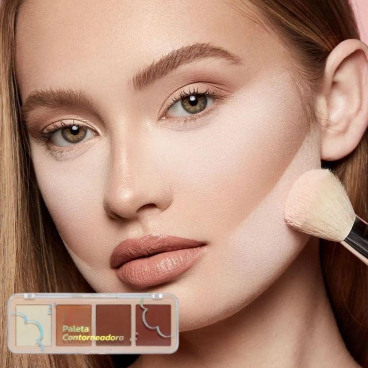 Set 2 Paletas Contorno Iluminador Facial Glow 4 Tonos ALJ-2