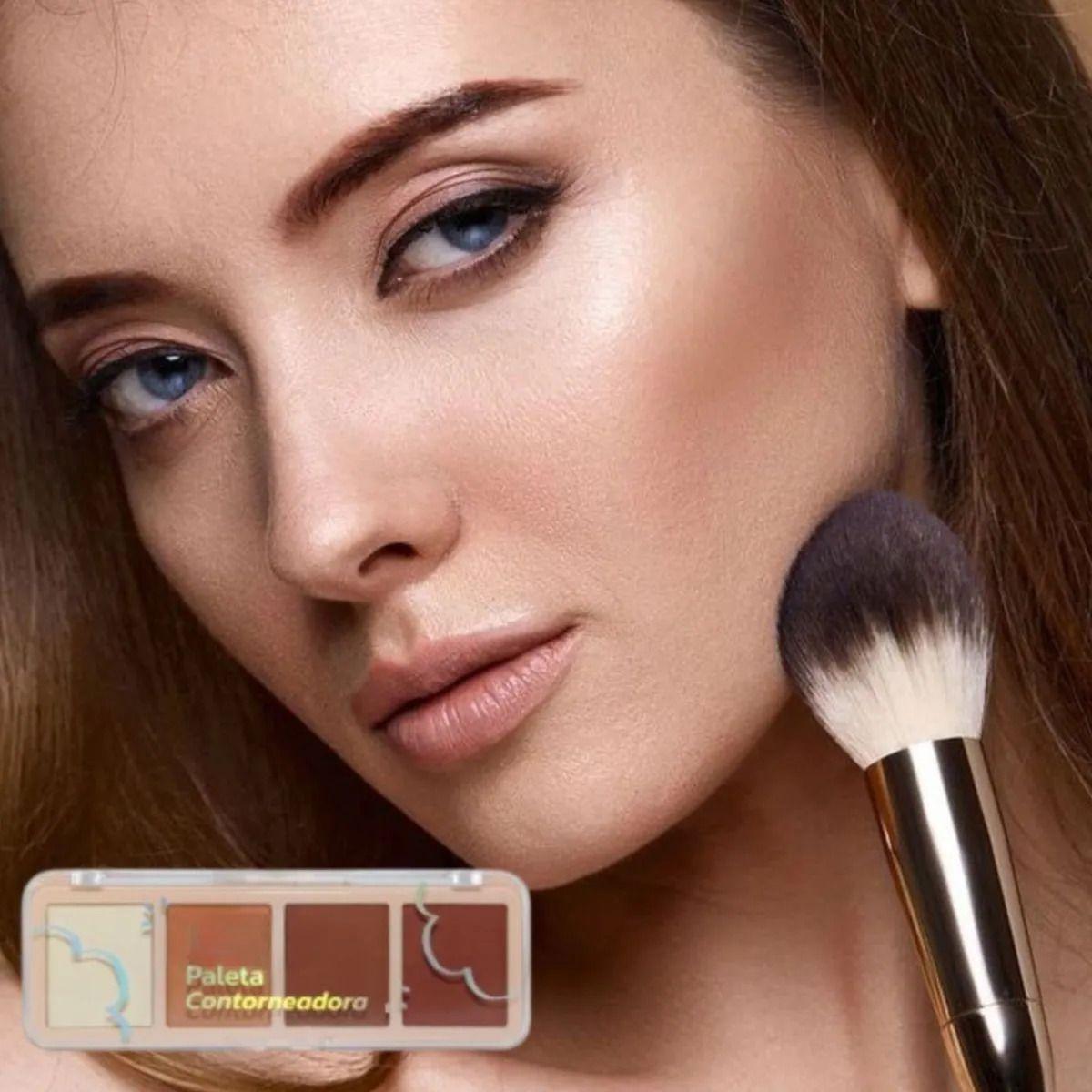 Set 2 Paletas Contorno Iluminador Facial Glow 4 Tonos ALJ-7