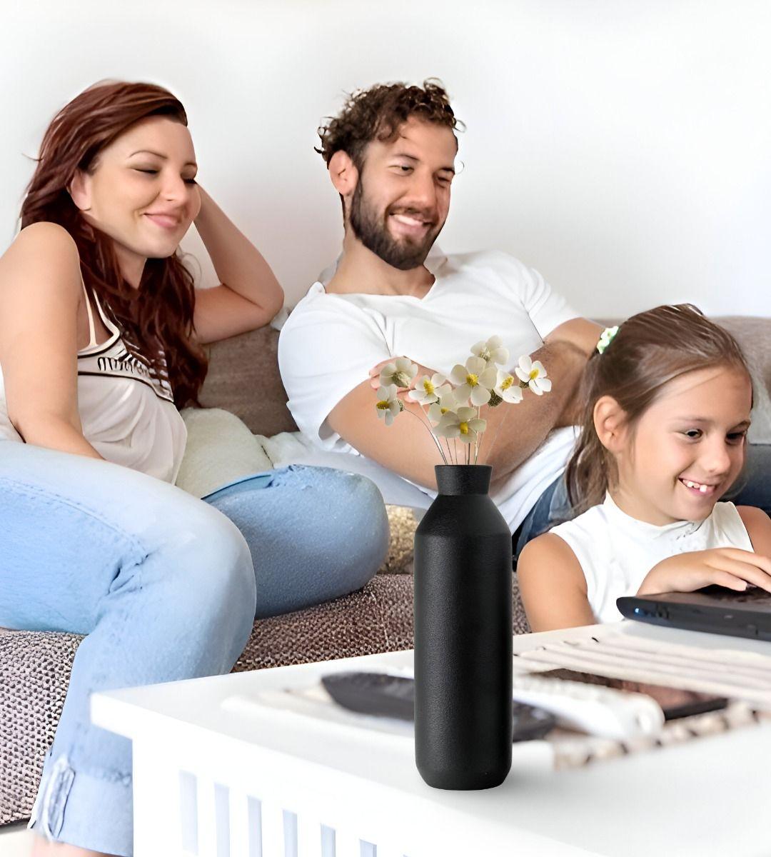 Florero Decorativo Jarrón Cerámica Alto Mesa Negro Jhn-2