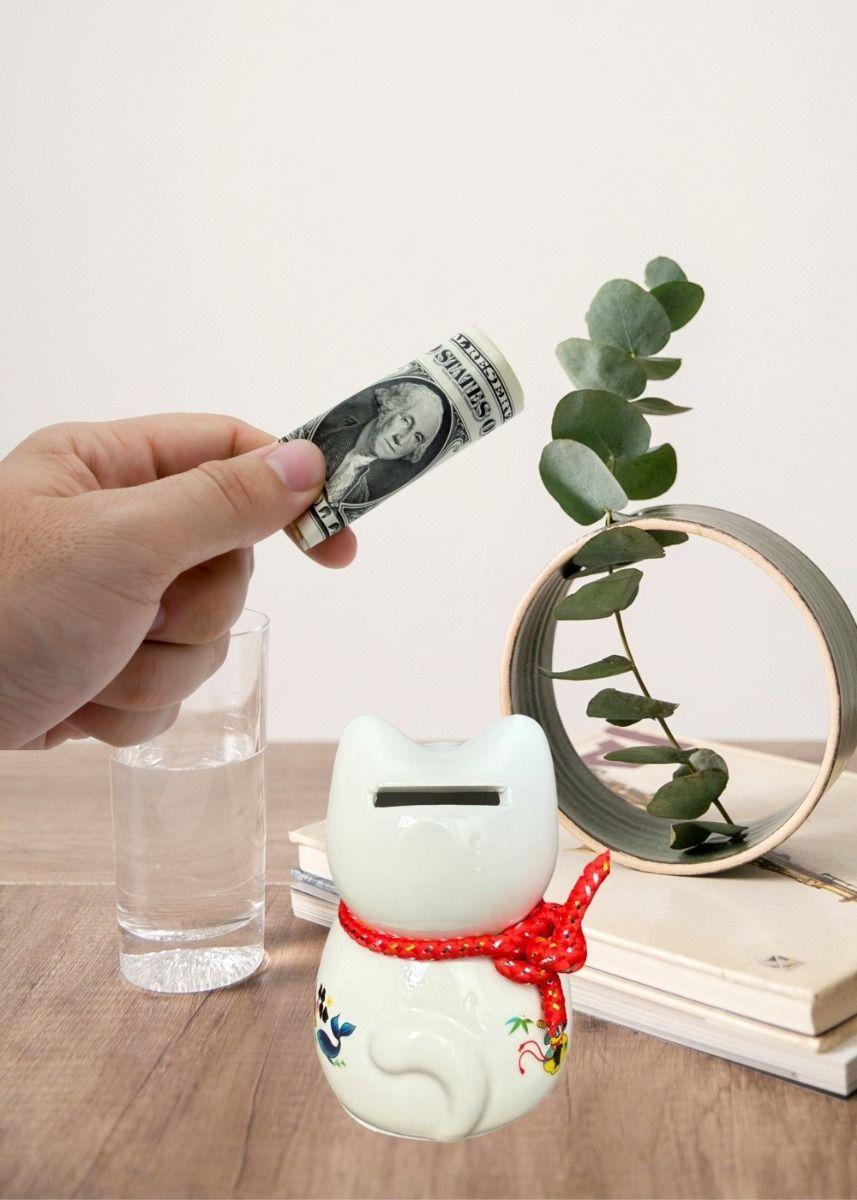 Set 2 Alcancía Gato Suerte Adorno Decoración Hogar Jhn-4