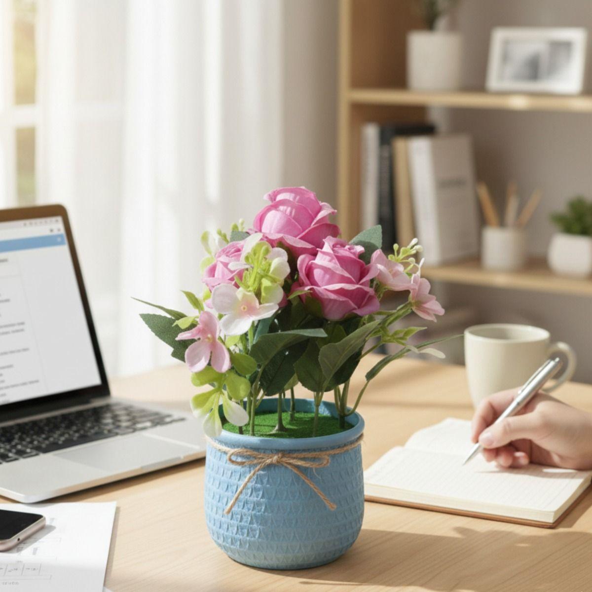 Set 2 Planta Decorativa Artificial Rosas Elegancia Hogar Jhn-3