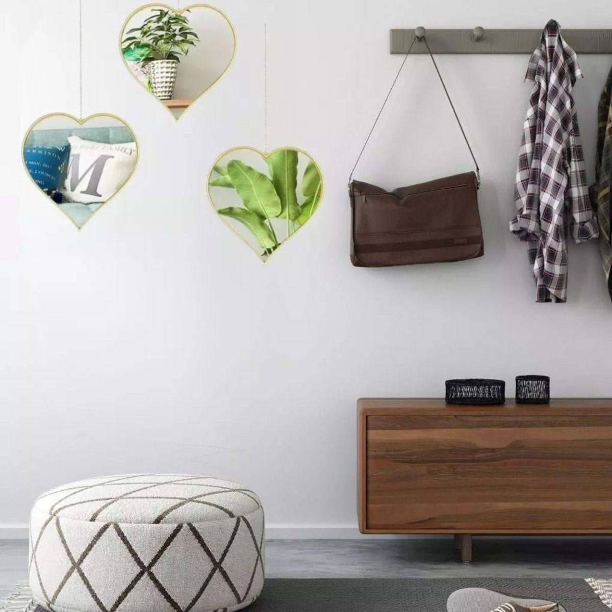 Set 3 Espejo Decorativo Pared Colgante Corazón Adorno Jhn-5