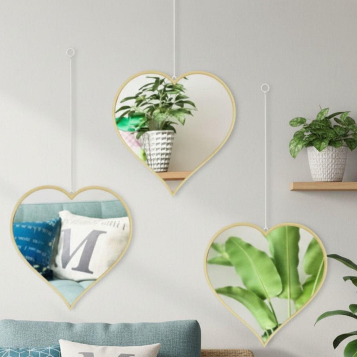 Set 3 Espejo Decorativo Pared Colgante Corazón Adorno Jhn-8