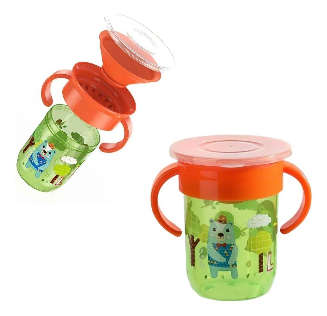 SET 3 VASOS ASA GIRATORIO ANTIDERRAME DIVERTIDO NIÑOS LAU-1