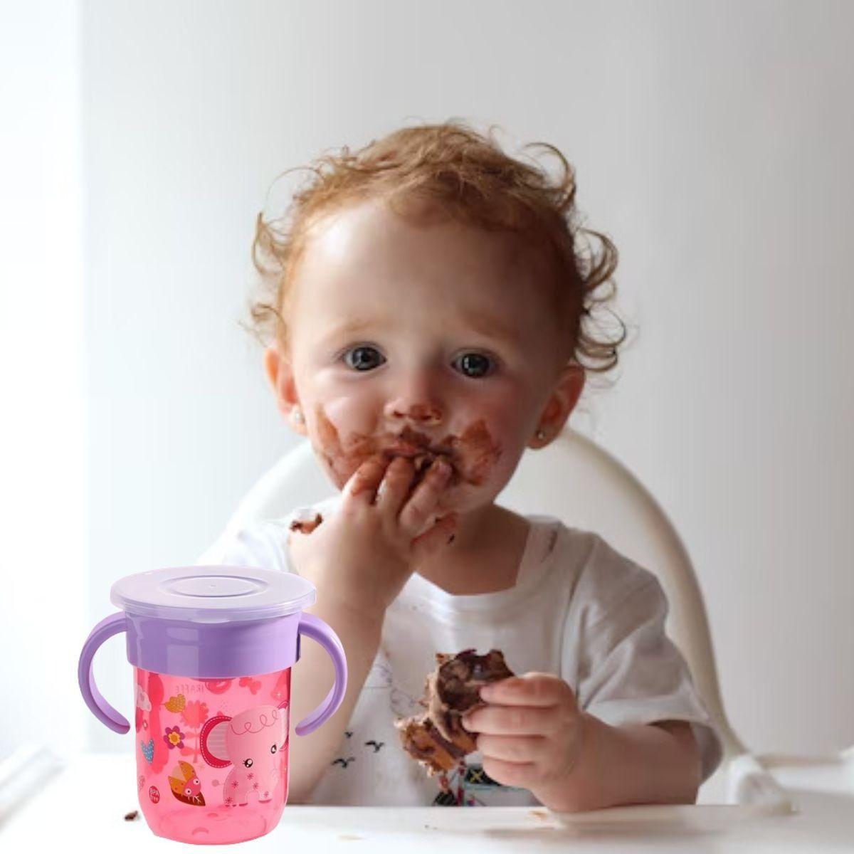 SET 3 VASOS ASA GIRATORIO ANTIDERRAME DIVERTIDO NIÑOS LAU-8