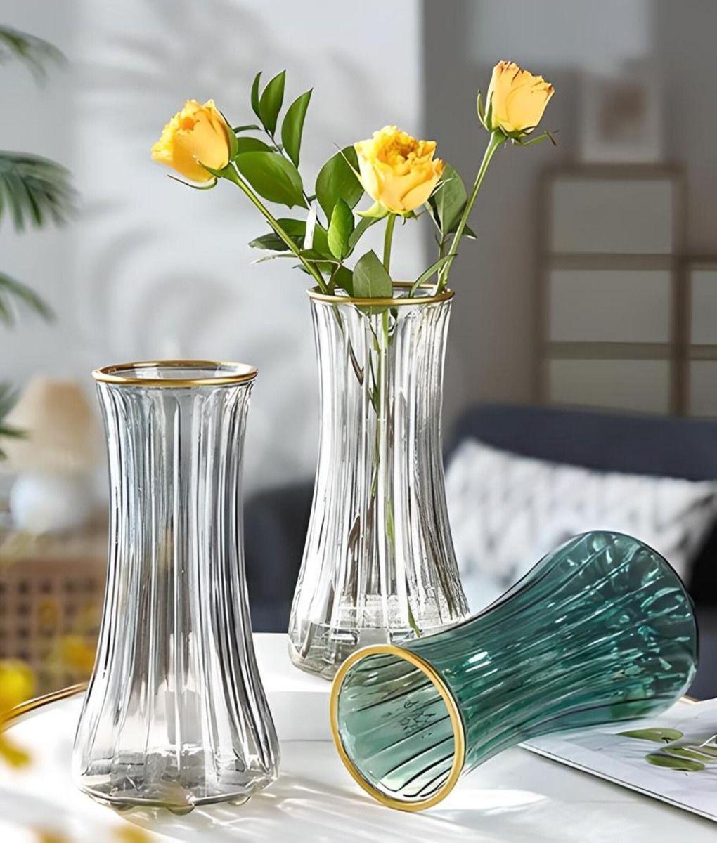 Florero Jarrón Decorativo Transparente Textura Hogar Jhn-7