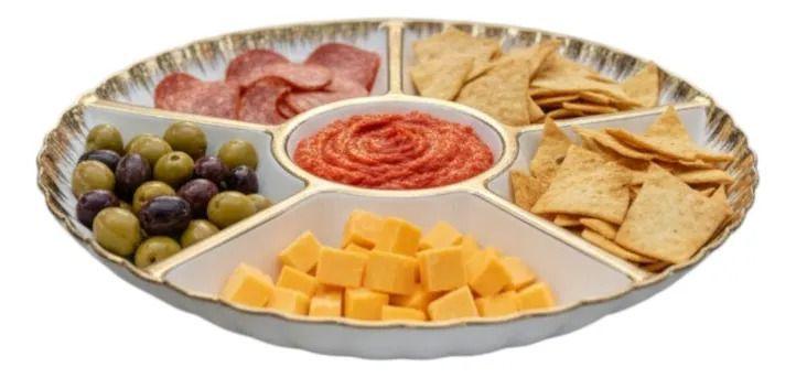 Bandeja Decorativa Redonda Seccionada Borde Ondulado Jhn-2