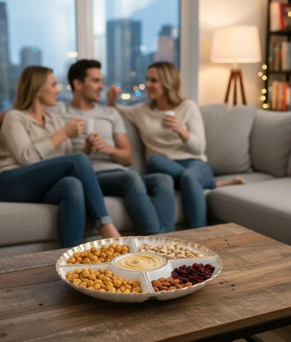 Bandeja Decorativa Redonda Seccionada Borde Ondulado Jhn-6