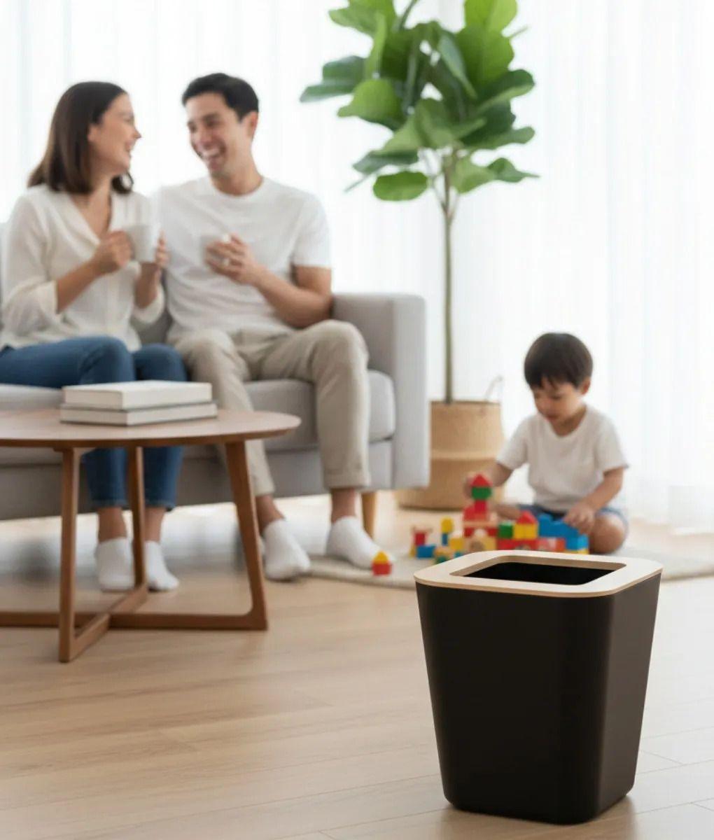 Basurero Papelera Diseño Contemporáneo Toque Natural Jhn-2