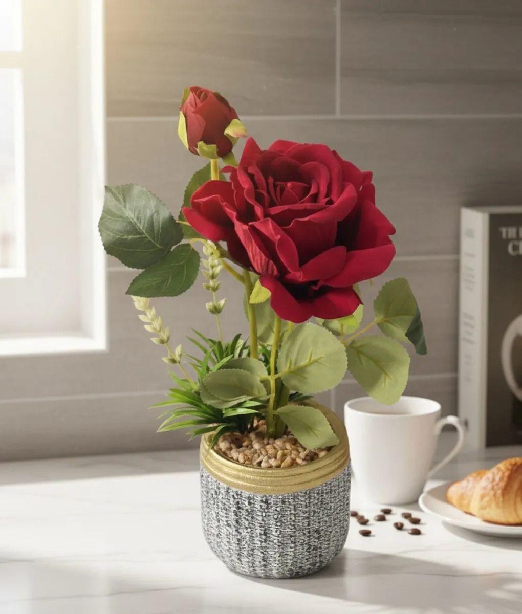 Planta Artificial Decorativa Rosa Encanto Rústico Jhn-8