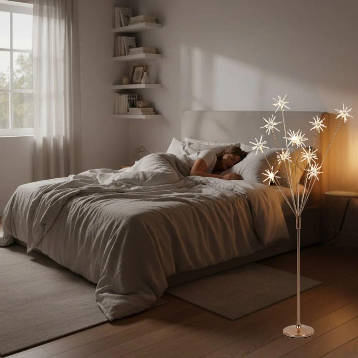 Lámpara Pie Decorativa Diseño Estrellas Ambiente Cálido AJ-4
