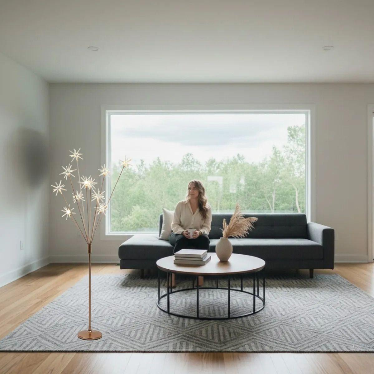 Lámpara Pie Decorativa Diseño Estrellas Ambiente Cálido AJ-5