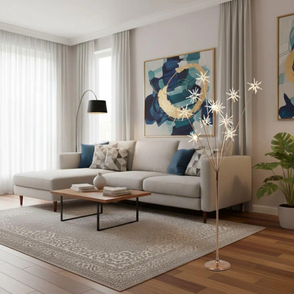 Lámpara Pie Decorativa Diseño Estrellas Ambiente Cálido AJ-7