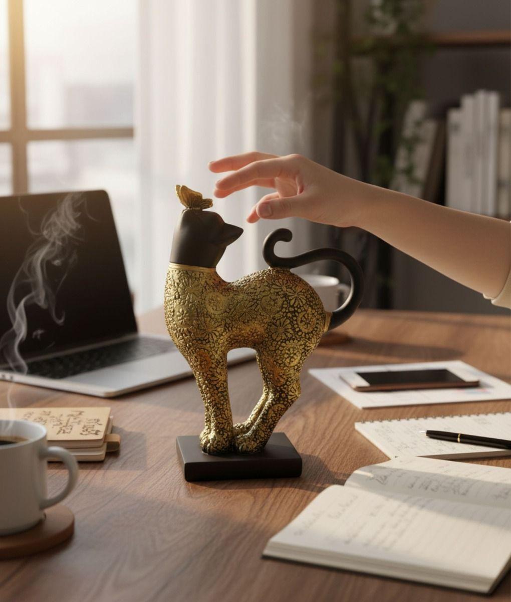 Estatua Elegante Figura Decorativa Gato Adorno Hogar Jhn-3