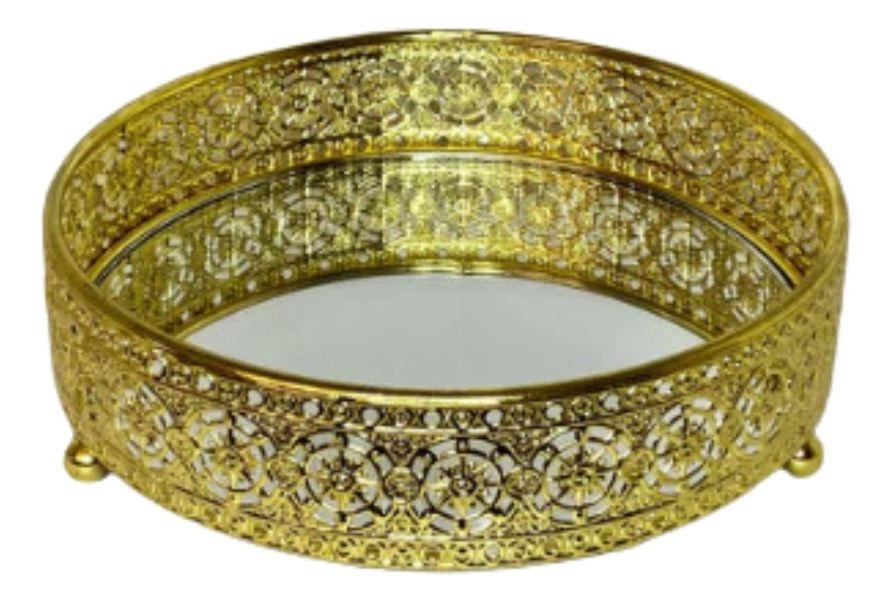 BANDEJA DECORATIVA REDONDA ELEGANTE MESA HOGAR LAU-0