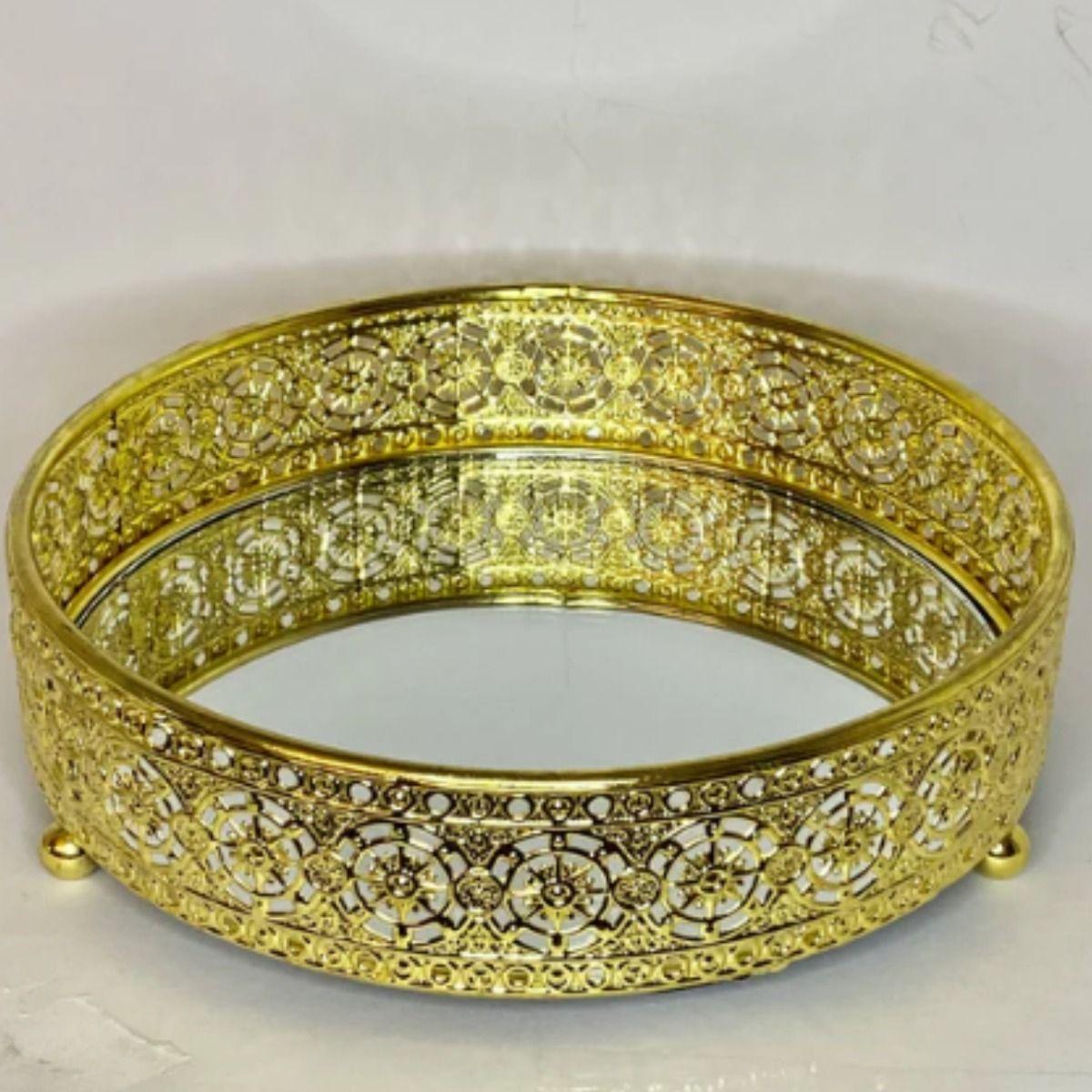 BANDEJA DECORATIVA REDONDA ELEGANTE MESA HOGAR LAU-5