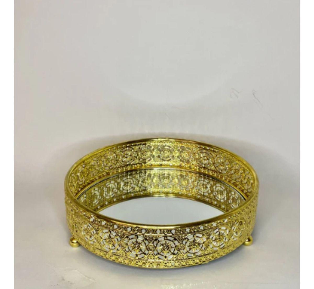 BANDEJA DECORATIVA REDONDA ELEGANTE MESA HOGAR LAU-6