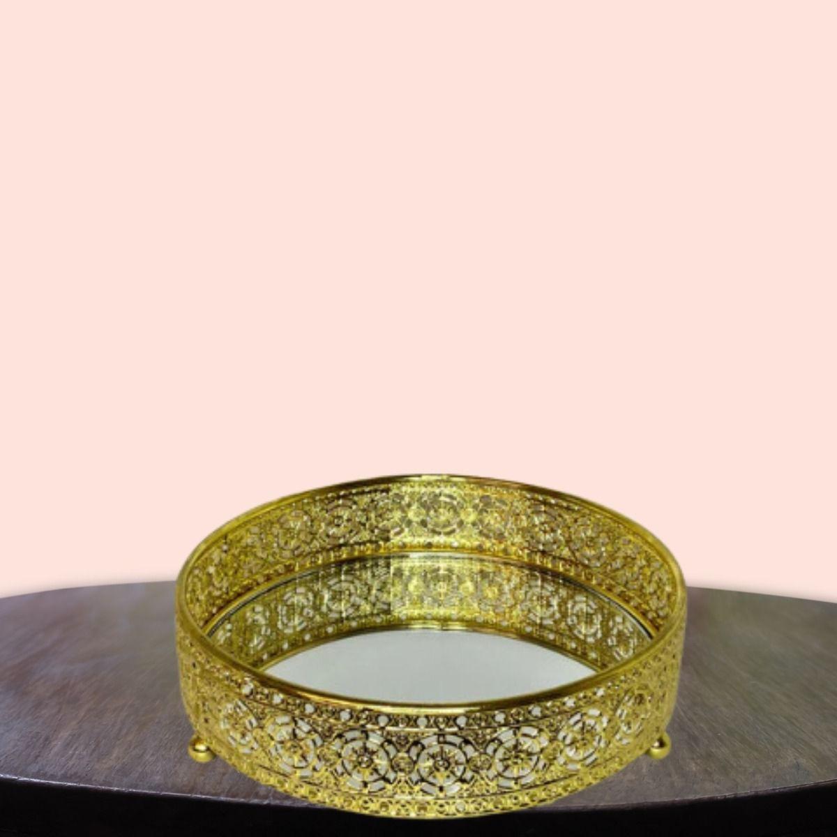 BANDEJA DECORATIVA REDONDA ELEGANTE MESA HOGAR LAU-9