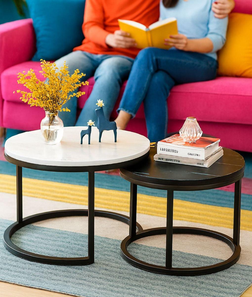 Set 2 Mesa Centro Decorativa Auxiliar Hogar Combinada Jhn-3