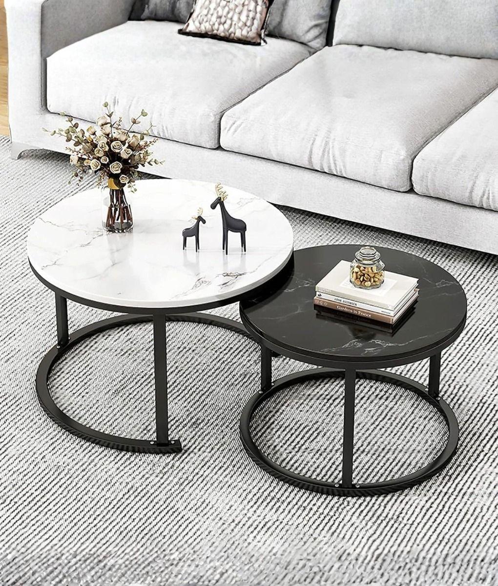 Set 2 Mesa Centro Decorativa Auxiliar Hogar Combinada Jhn-6