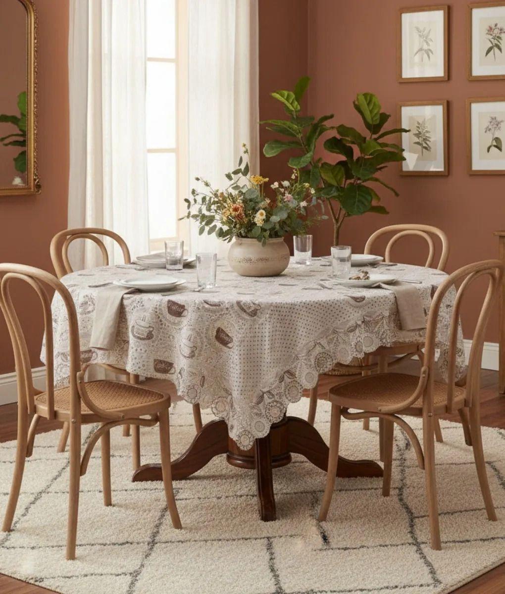 Mantel Mesa Decorativo Patrón Temático Café Calado Jhn-8