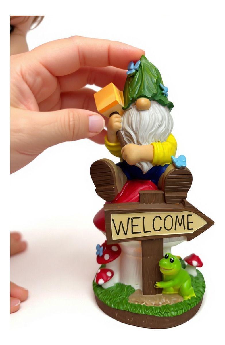 Figura Decorativa Gnomo Jardín Adorno Iluminado Solar Jhn-5