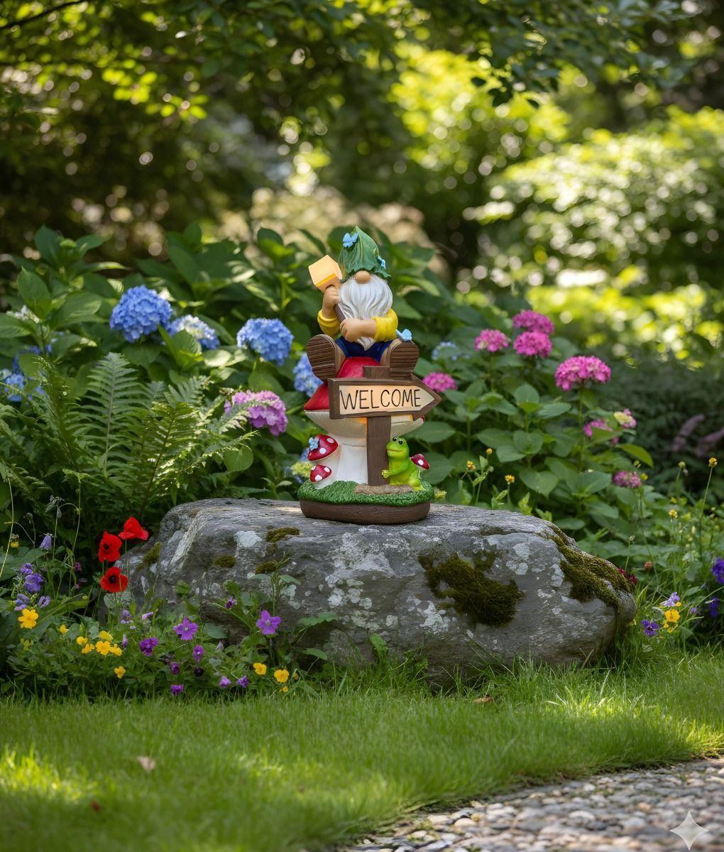 Figura Decorativa Gnomo Jardín Adorno Iluminado Solar Jhn-7